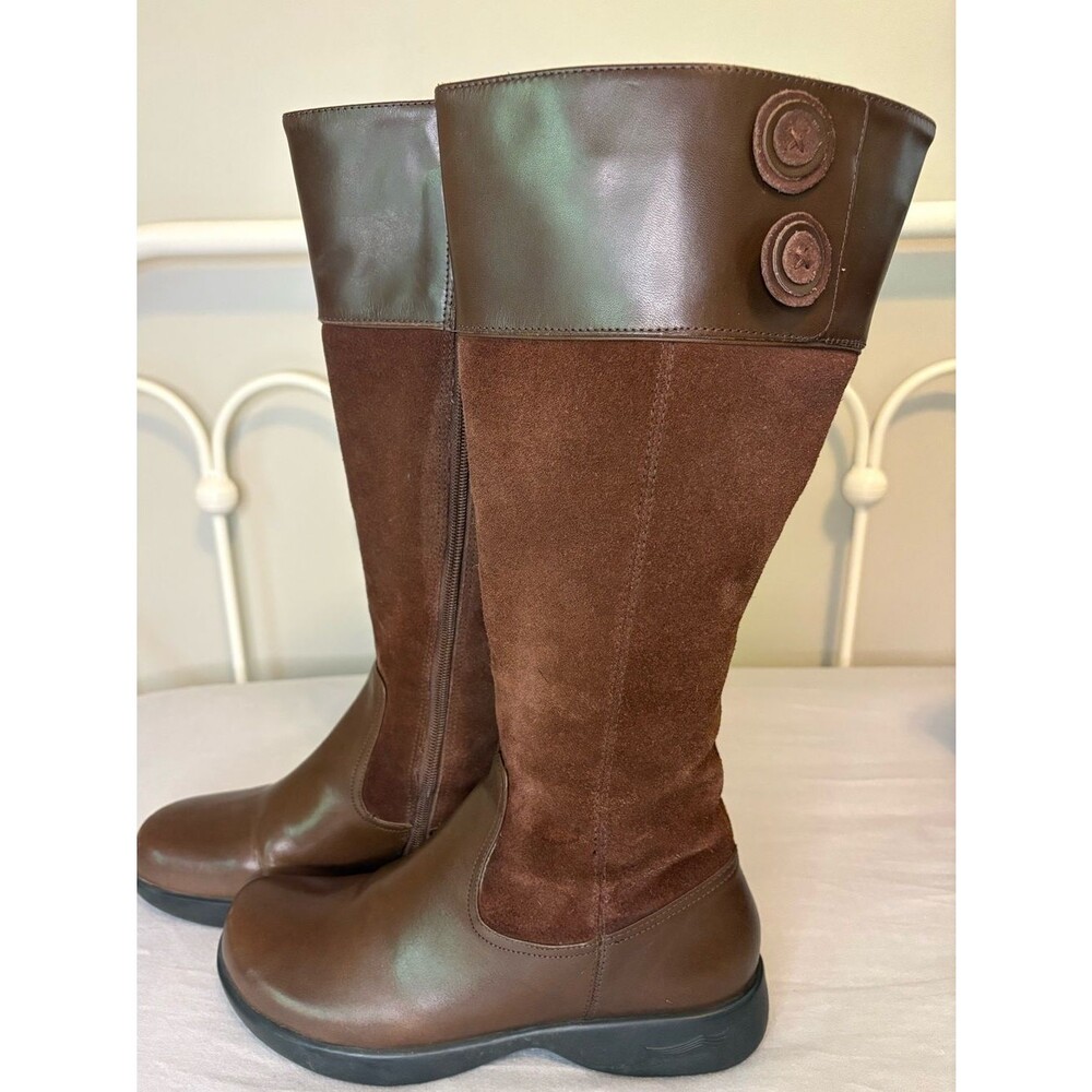 Dansko Brown Leather Suede Tall Boots Size 37 Comfort Riding Boot